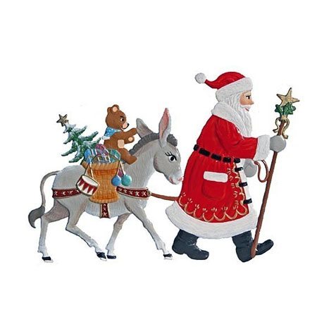 Nikolaus mit Esel - stehende Zinnfigur